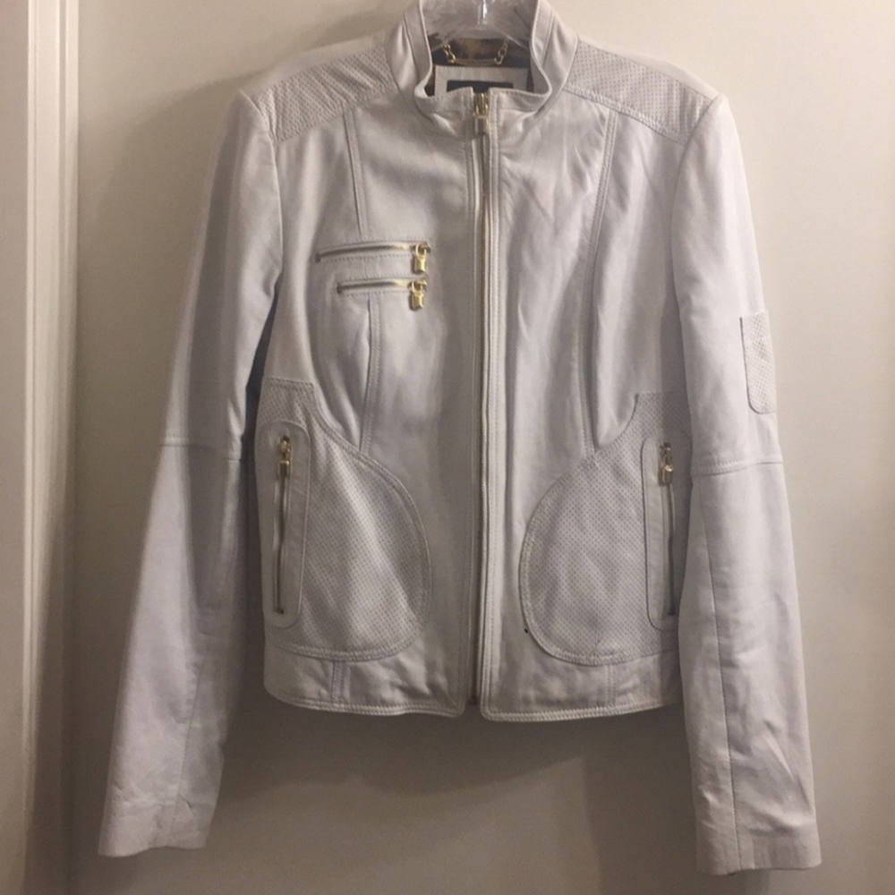 Laundry Shelly S White Leather Jacket
